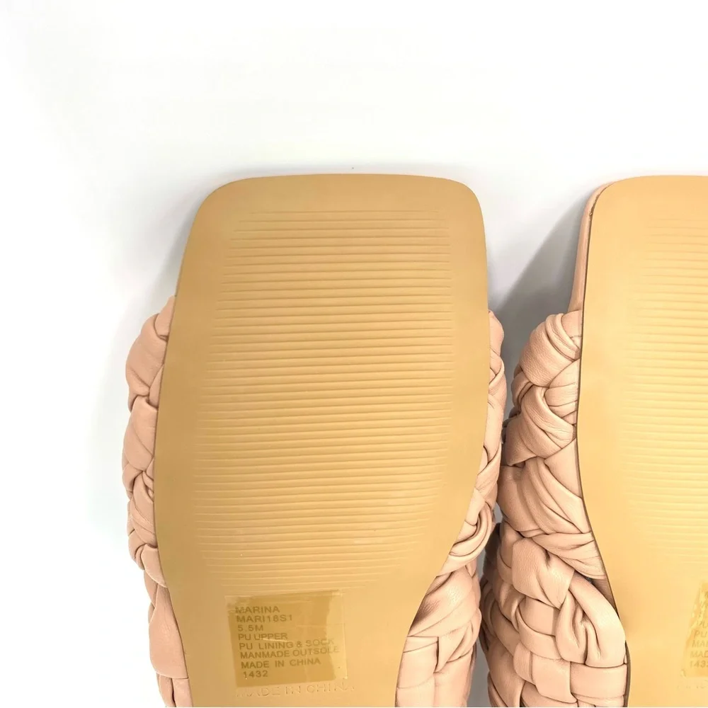 Steve Madden Womens Size 5.5 Nude Chunky Braided Woven‎ Flats Sandals Shoes